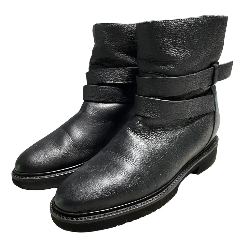 Vince Cagney Shearling Motorcycle Black Leather Boots Women’s 7.5